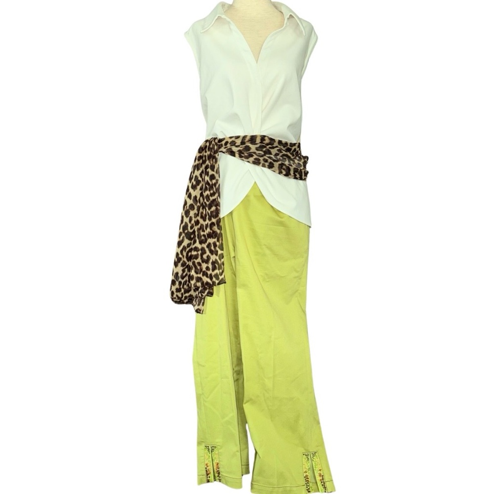 Lime Green 90s Set Cropped Pants Jacket Embroidered Statement Outfit Summer 14